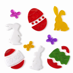 Zselés ablakdísz (3 db nyuszi, tojás, pillangó)