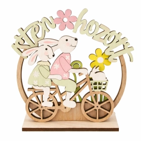 Asztaldísz - Isten hozott (bicikliző nyuszik)