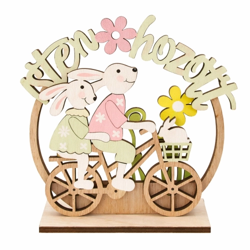 Asztaldísz - Isten hozott (bicikliző nyuszik)