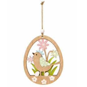   Húsvéti dekorációs figura, akasztós (natúr tojásban madárka)