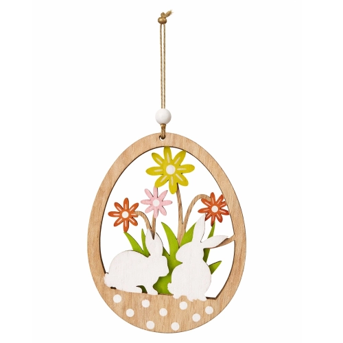 Húsvéti dekorációs figura, akasztós (natúr tojásban nyuszik)