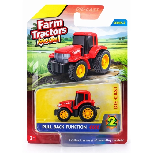 Fém mini traktor - piros