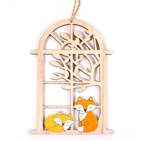 Őszi dekoráció - Ajtódísz (ablakban 2 róka)