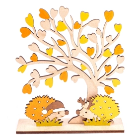 Őszi dekoráció - Asztaldísz (fa sünikkel)