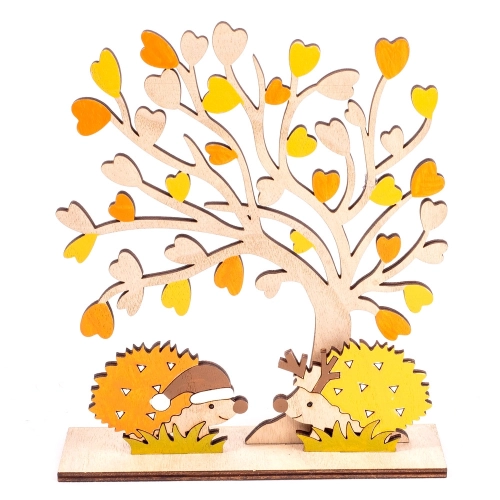 Őszi dekoráció - Asztaldísz (fa sünikkel)