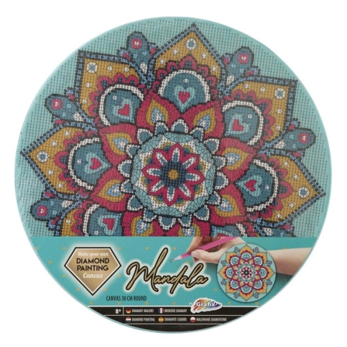 Gyémántfestés vászonra, mandala (kék)
