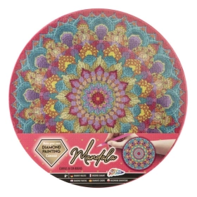 Gyémántfestés vászonra, mandala (rózsaszín)