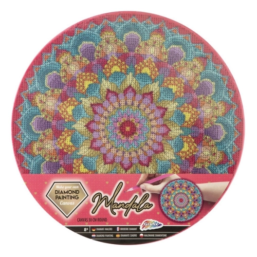 Gyémántfestés vászonra, mandala (rózsaszín)