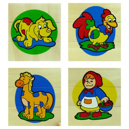 3 részes puzzle kirakó (kutya, kakas, ló, kislány)