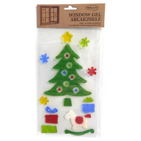 Zselés ablakdísz (karácsonyfa színes díszekkel)