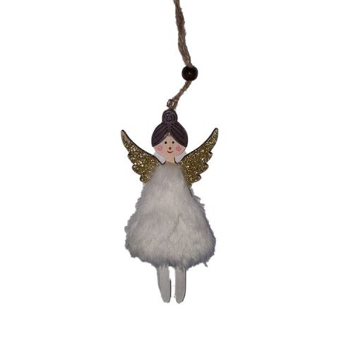 Karácsonyi dekoráció (angyal fehér szőrme ruhában)  -  vásároljon online minőségi fajátékokat