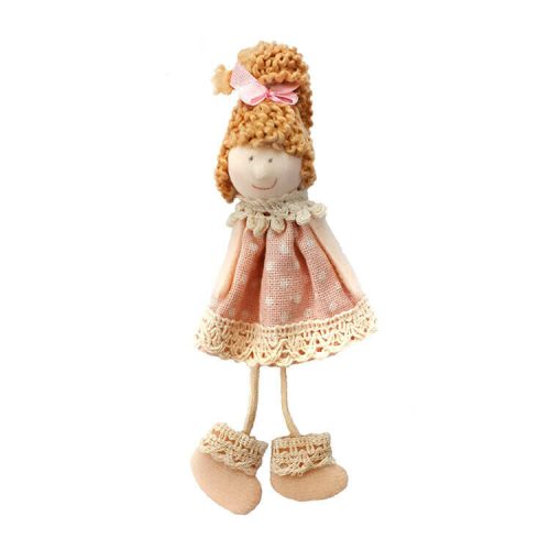 Dekorációs figura (lány, rózsaszín, pöttyös ruhában)