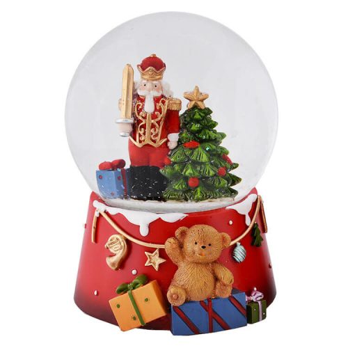 Hógömb, nagy piros (diótörő piros ruhában, Karácsonyi zenével)  -  vásároljon online minőségi fajátékokat