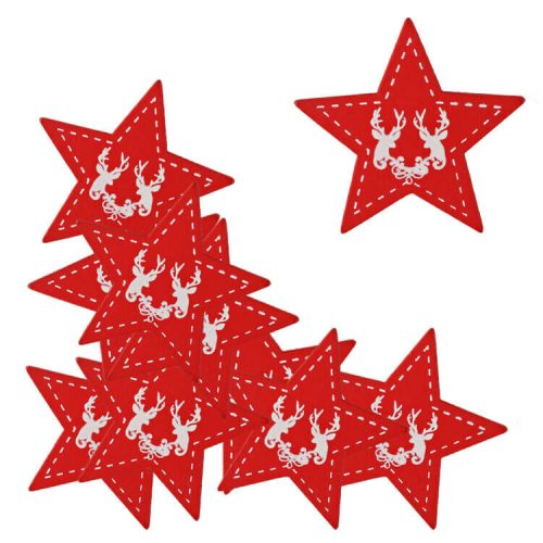 Karácsonyi dekoráció (öntapadós piros csillag, 12 db -  vásároljon online minőségi fajátékokat