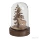 Dekoráció üvegbúrában, barna (fenyőfa szarvassal, LED fűzérrel)  -  vásároljon online minőségi fajátékokat