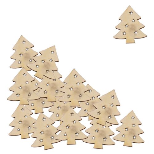 Dekorációs figura (18db-os, natur, kicsi fenyőfa)