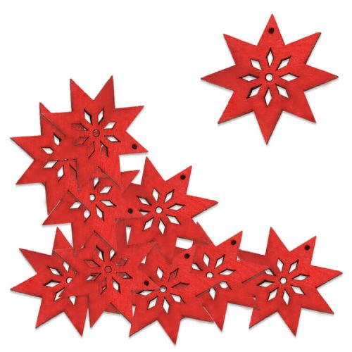 Dekorációs figura (12db-os, piros, nagy csillag)