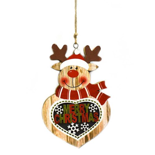 Dekorációs figura (rénszarvas szív, Merry Christmas felirattal, LED világítással)