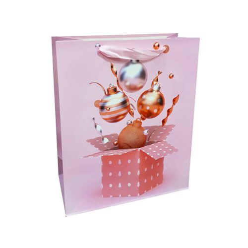 Ajándéktasak - közepes (rózsaszín ajándékdobozból karácsonyfadíszek)