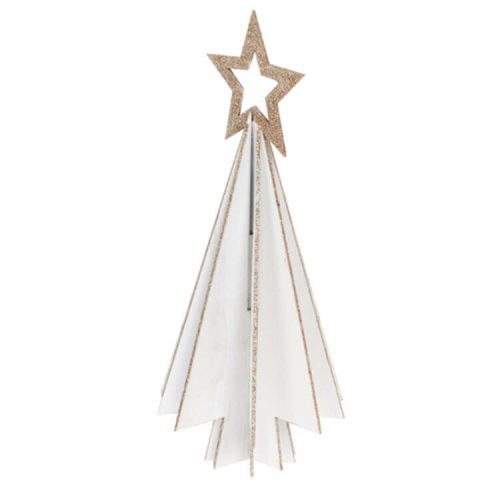 Dekorációs figura (fehér színű karácsonyfa, tetején csillaggal)
