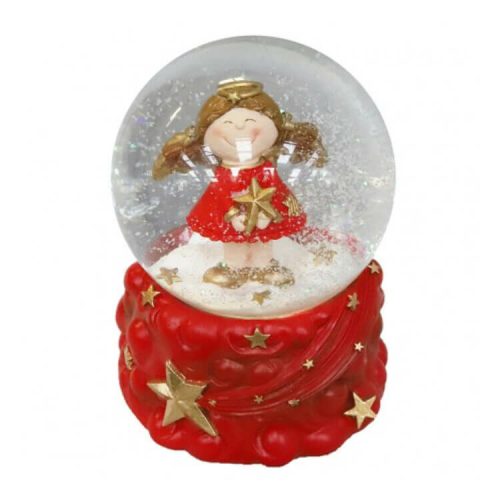 Hógömb, nagy (Kislány piros ruhában, Karácsonyi zenével)