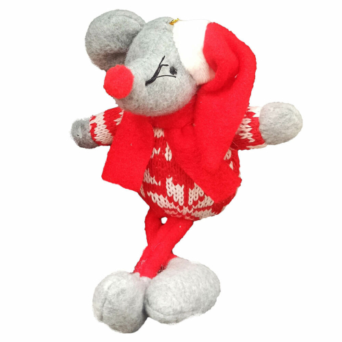 Plüss egérke (Mikulás sapkában, piros ruhában)  -  vásároljon online minőségi fajátékokat