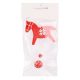 Karácsonyfadísz (piros ló és csengő, fehér mintával)  -  vásároljon online minőségi fajátékokat