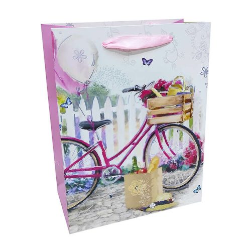 Ajándéktasak - közepes (pink bicikli kosárral)