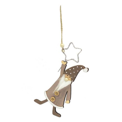 Karácsonyi dekoráció (ezüst csillag szürke ruhás figurával)  -  vásároljon online minőségi fajátékokat