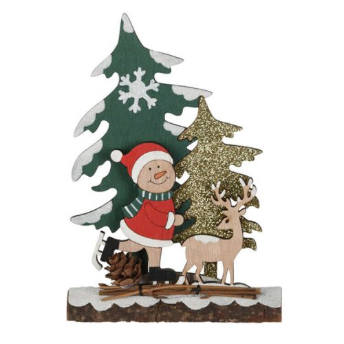Karácsonyi dekoráció (korcsolyás Hóember és fenyőfák)  -  vásároljon online minőségi fajátékokat