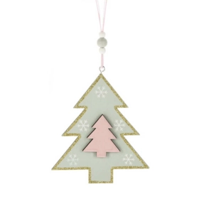 Karácsonyi dekorációs figura (zöld fenyőfában rózsaszín fenyőfa)  -  vásároljon online minőségi fajátékokat