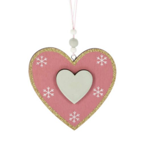 Karácsonyi dekorációs figura (rózsaszín szívben zöld szív)