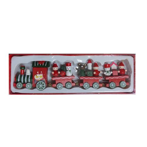 Karácsonyi dekoráció, kisvonat (piros, fehér csíkos mozdonnyal)