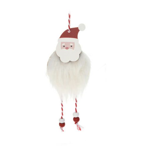 Karácsonyi dekorációs figura (fehér szőrme ruhás Mikulás)  -  vásároljon online minőségi fajátékokat