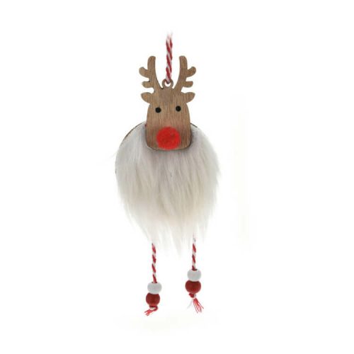 Karácsonyi dekorációs figura (fehér szőrme ruhás rénszarvas)  -  vásároljon online minőségi fajátékokat