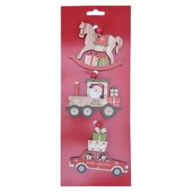 Dekorációs figura (hintaló, mozdony, piros autó ajándékokkal)  -  vásároljon online minőségi fajátékokat