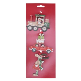 Dekorációs figura (mozdony rénszarvassal, piros autó, rénszarvas)  -  vásároljon online minőségi fajátékokat