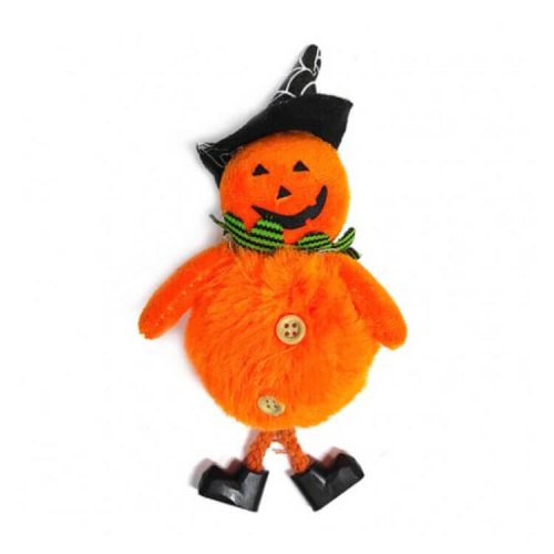 Halloween dekorációs figura (narancssárga tök boszorkány fekete sapkában zöld sállal)  -  vásároljon online minőségi fajátékokat