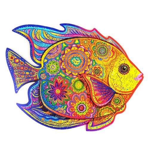 Fa puzzle, színes A5 méretű (hal)