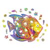 Fa puzzle, színes A5 méretű (hal)