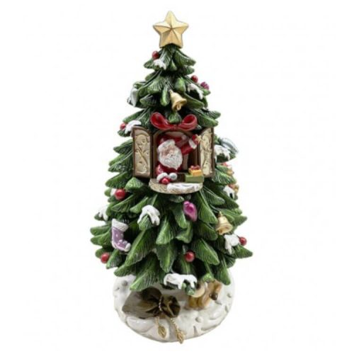 Karácsonyi dekoráció (felhúzható, forgó karácsonyfa)