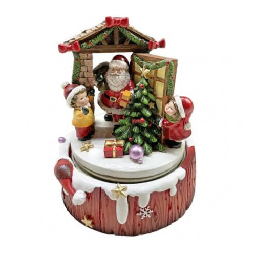 Karácsonyi dekoráció (felhúzható kisházikó Mikulással, gyerekekkel)  -  vásároljon online minőségi fajátékokat