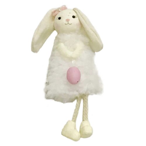 Húsvéti dekorációs figura (nyuszi fehér színű bundában húsvéti tojással a kezében)  -  vásároljon online minőségi fajátékokat