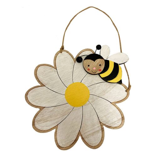 Tavaszi dekorációs figura (fehér virágon méhecske)