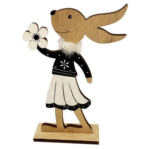 Húsvéti dekorációs figura (nyuszi lány szoknyában, kezében virág, natúr -  vásároljon online minőségi fajátékokat