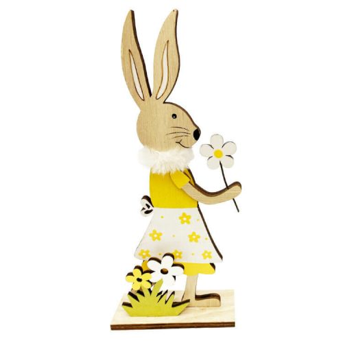 Húsvéti dekorációs figura (nyuszi lány virág mintás szoknyában, virágokkal, natúr -  vásároljon online minőségi fajátékokat