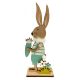 Húsvéti dekorációs figura (nyuszi csíkos kantáros ruhában, répával és virágokkal, natúr -  vásároljon online minőségi fajátékokat