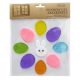Zselés ablakdísz (középen fehér nyuszi, körben húsvéti tojásokkal)  -  vásároljon online minőségi fajátékokat