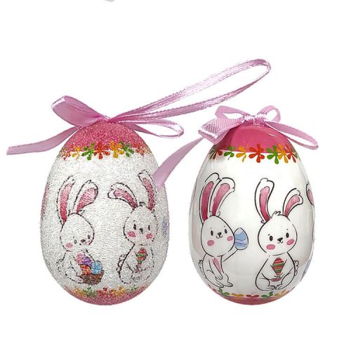 Húsvéti tojás (4db-os, nyuszik fehér-rózsaszín tojáson)