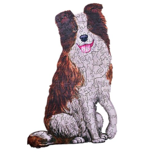 Fa puzzle, színes A3 méretű (kutya)